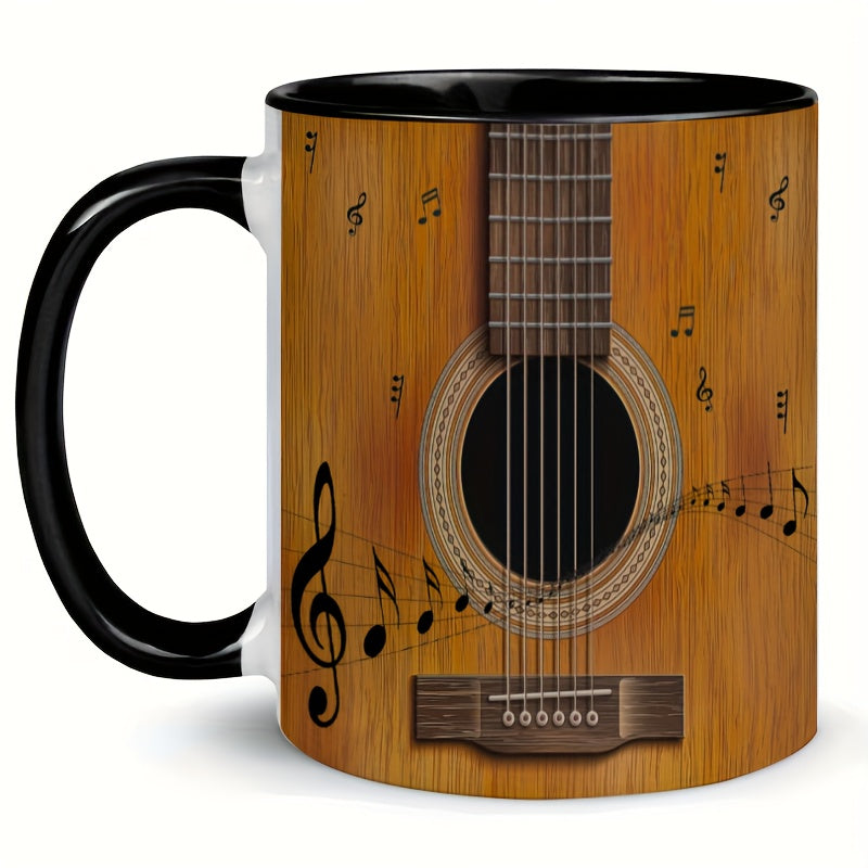 1pc creative guitar pattern coffee mug