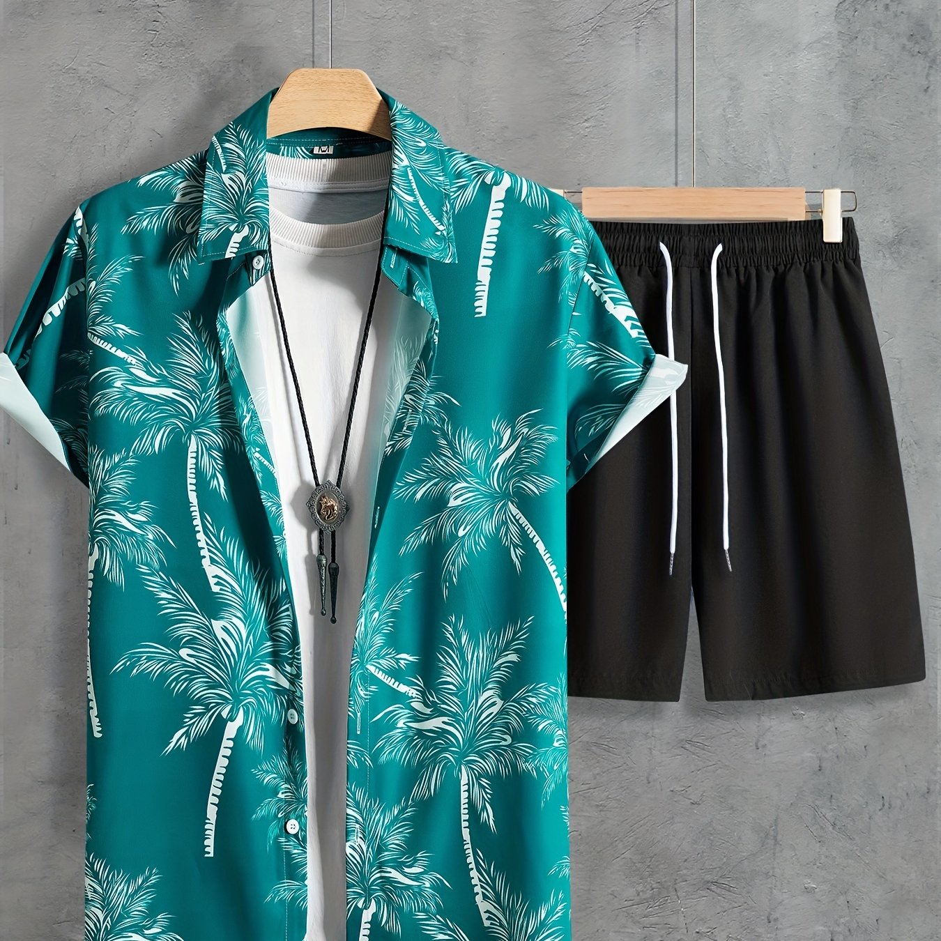 Hawaii Shirt And Drawstring Shorts Set For Summer