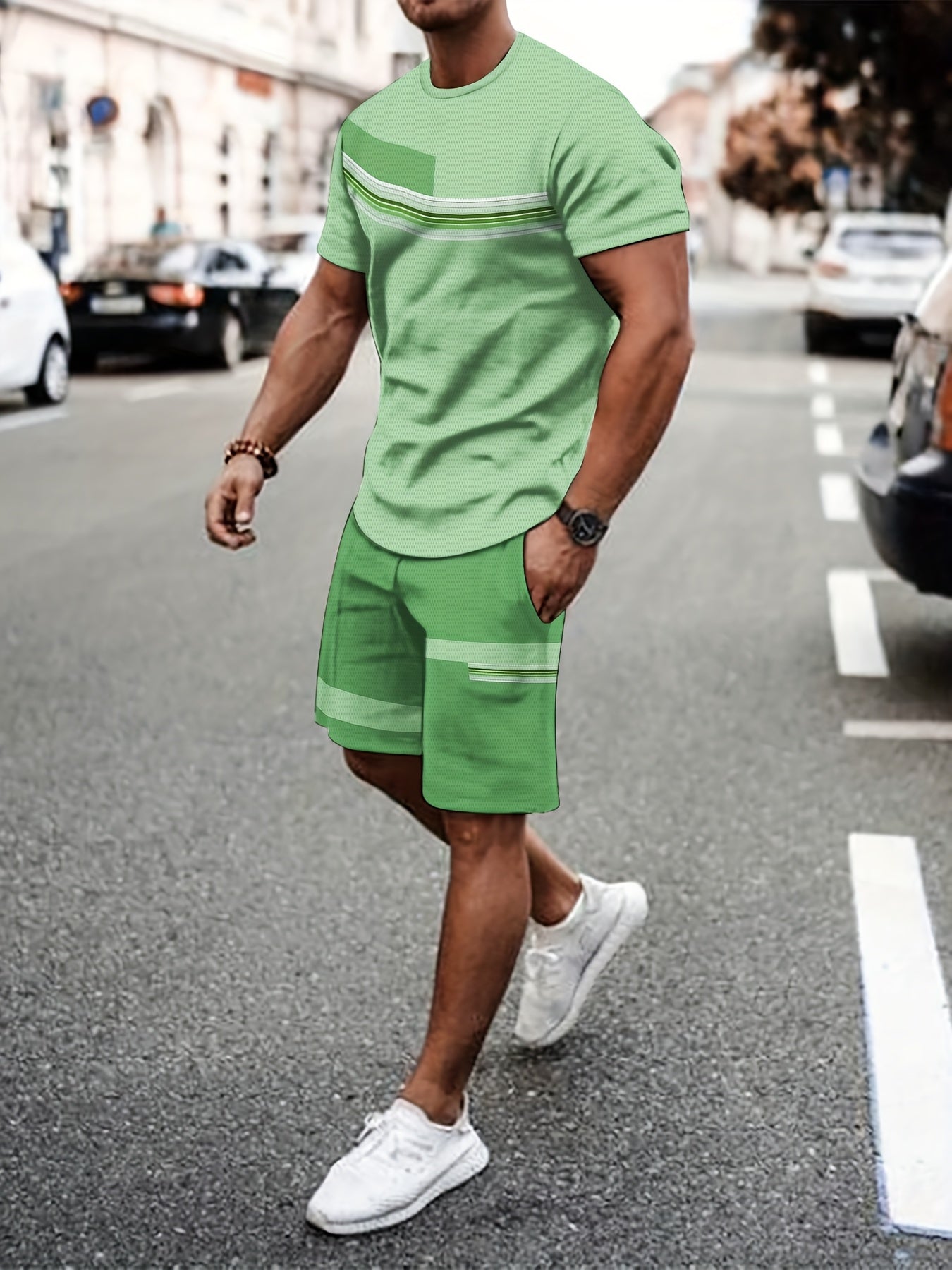 Men'S Breathable Outdoor Casual T-Shirt And Shorts Set