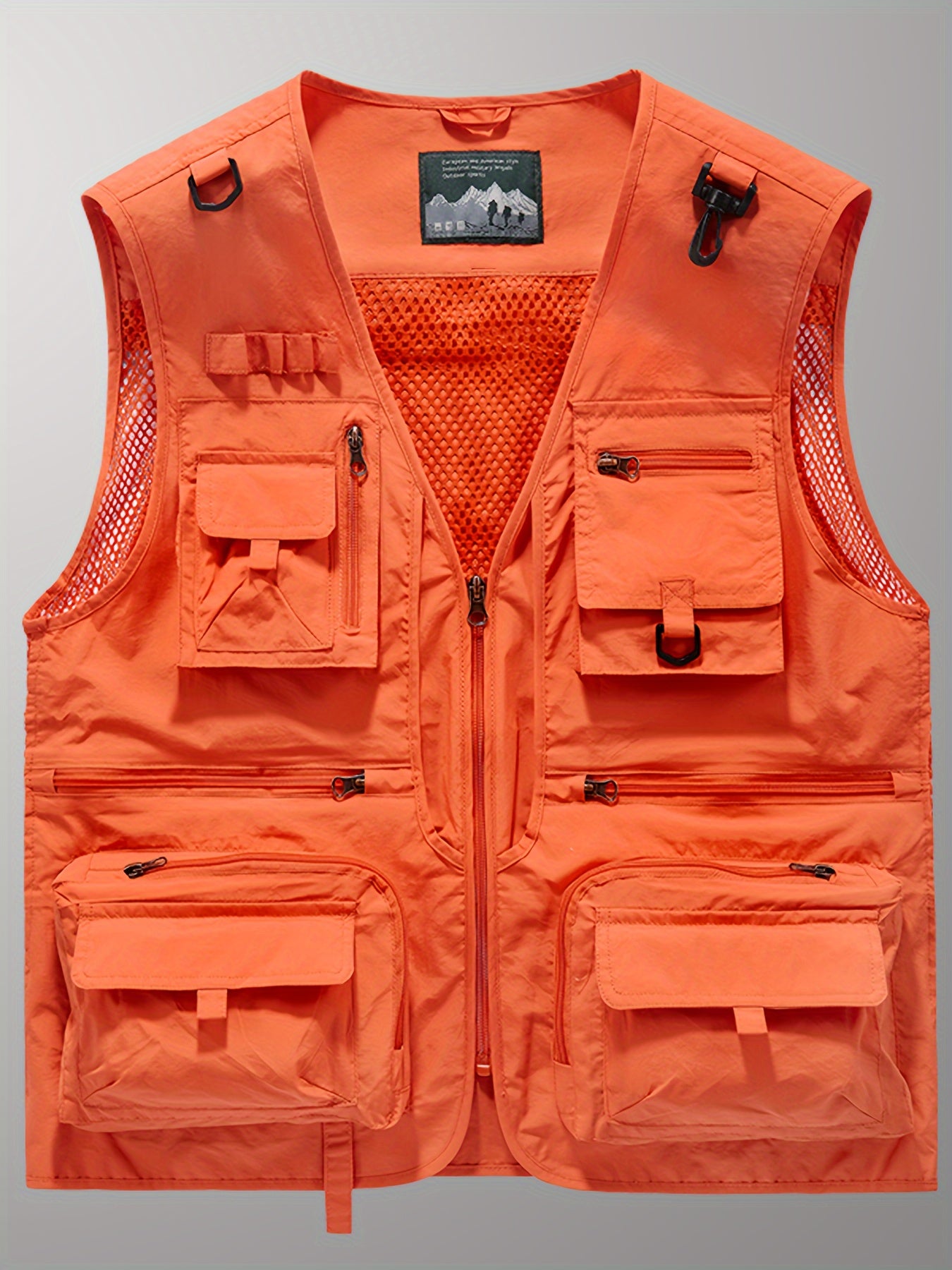Men's Trendy Zip Up V Neck Vest With Zipper Multi-Pocket