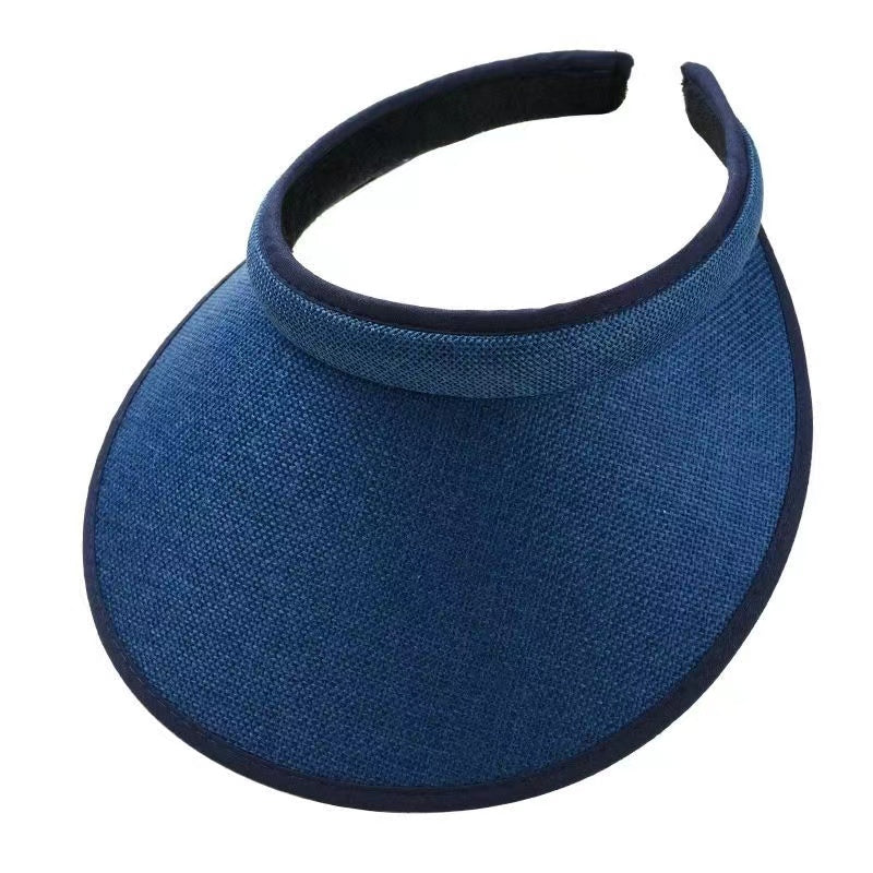 Solid Color Casual Visor Hat Wide Brim UV Protection