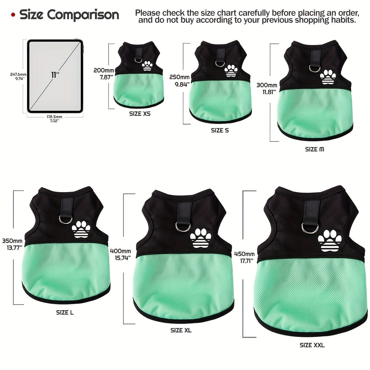 Breathable Mesh Dog Vest with Paw Print