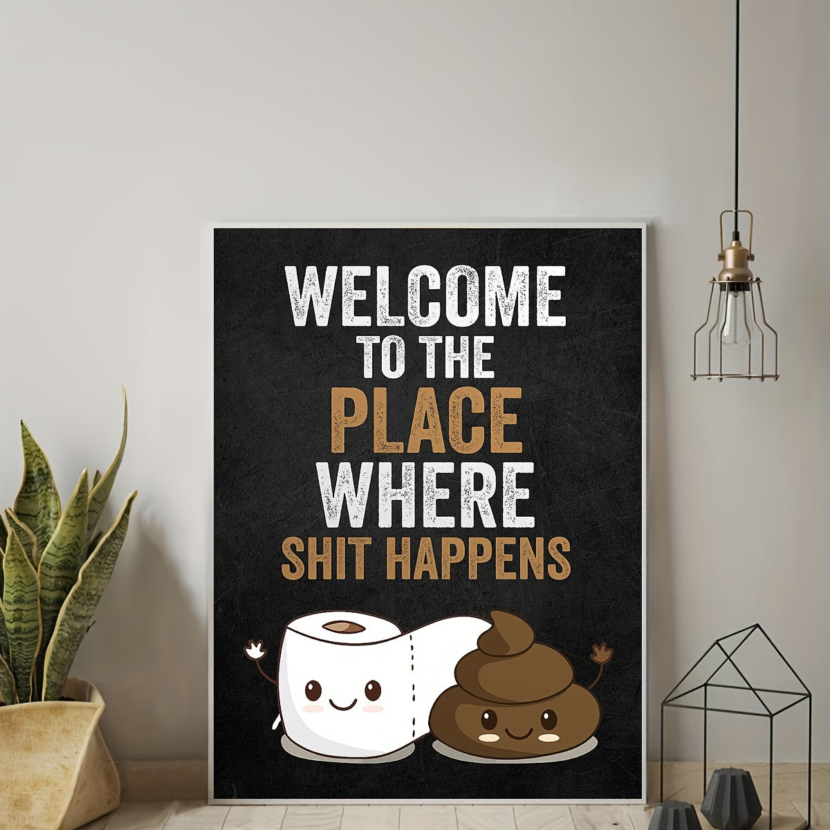 1pc Humorous Frameless Bathroom Canvas Art Print, 30.48x40.64 cm