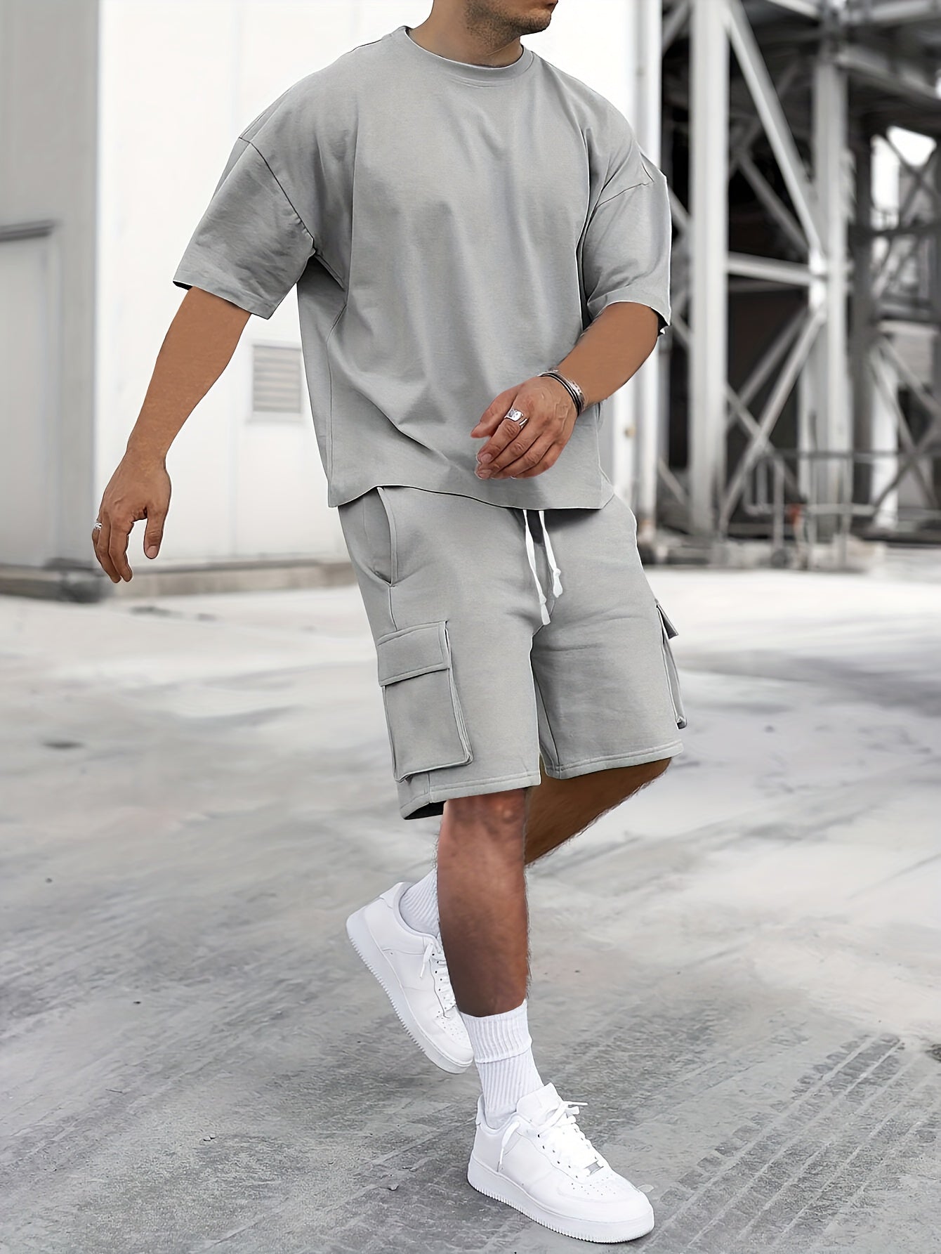 Men's Beige Casual Sportswear Set