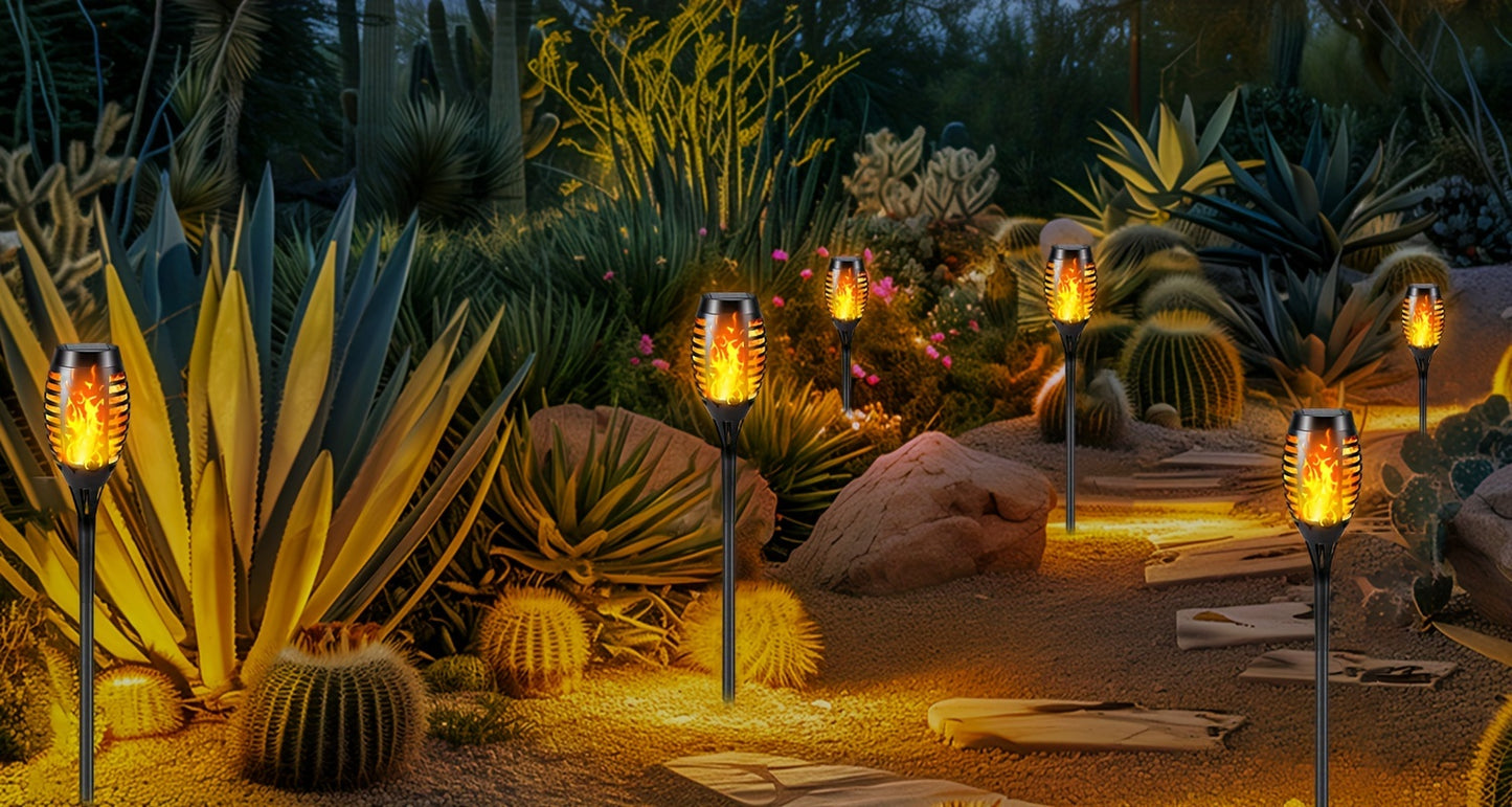 4/8/12pcs Solar Powered Flickering Flame Garden Lights