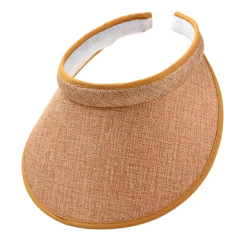 Solid Color Casual Visor Hat Wide Brim UV Protection