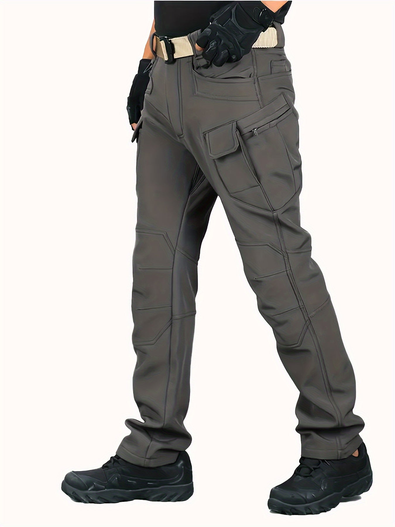 Men'S Fleece-Lined Work Pants - Thick, Tactical, Multi-Pocket Design