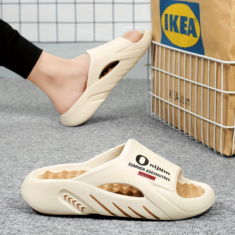 Men's Trendy Street Style Color Block Open Toe Breathable Chunky Slippers