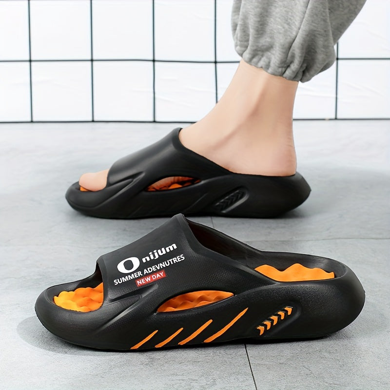 Men's Trendy Street Style Color Block Open Toe Breathable Chunky Slippers