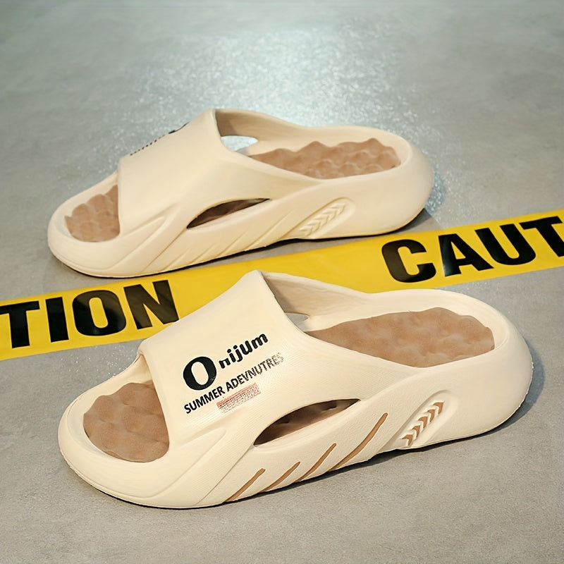 Men's Trendy Street Style Color Block Open Toe Breathable Chunky Slippers