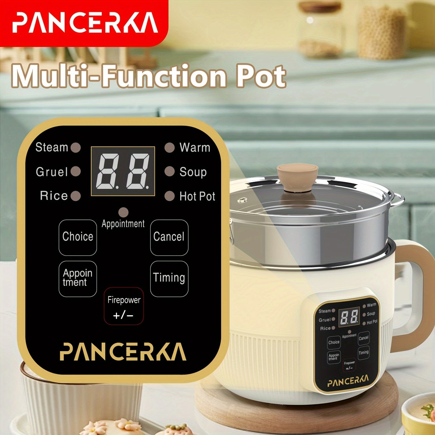 1.0L Multifunctional Non-Stick Steamer with Intelligent Mechanical Buttons