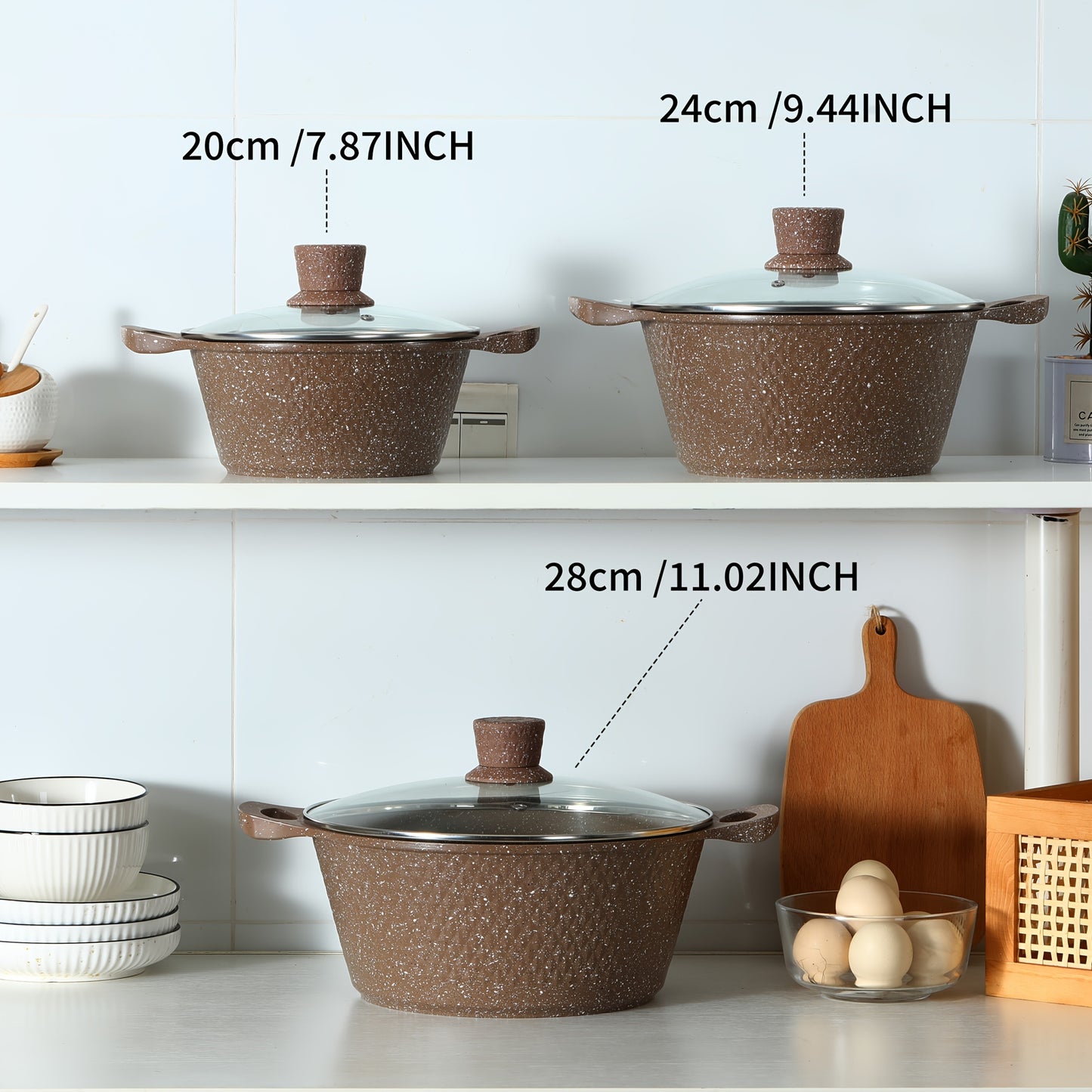Titlu scurt: Set Vase de Gătit Versatile – Culoare Coffee
