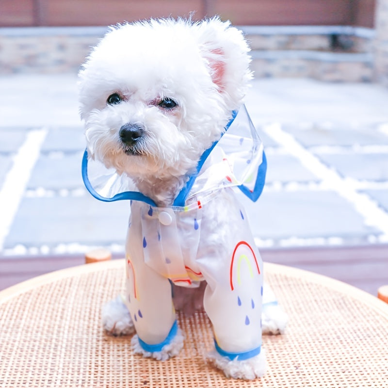Waterproof Pet Raincoat with Rainbow Pattern for Small