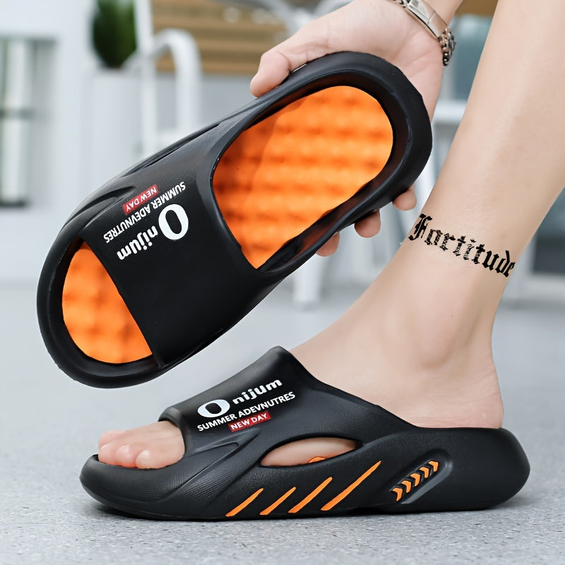 Men's Trendy Street Style Color Block Open Toe Breathable Chunky Slippers
