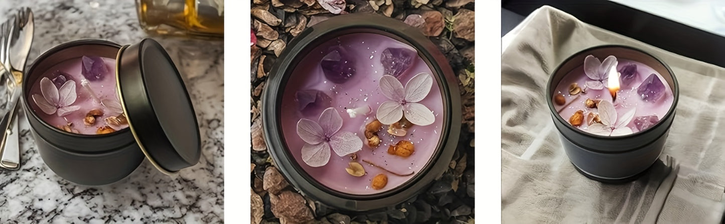 Lavender Candle - Aesthetic Fragrance Cute Purple Embedded Crystal
