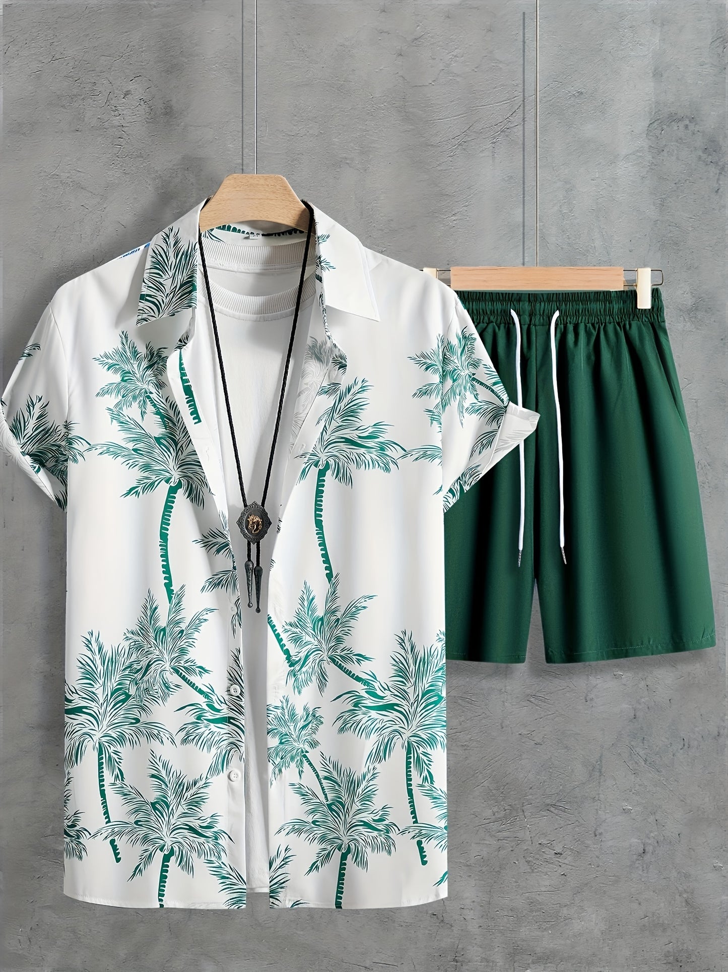 Hawaii Shirt And Drawstring Shorts Set For Summer