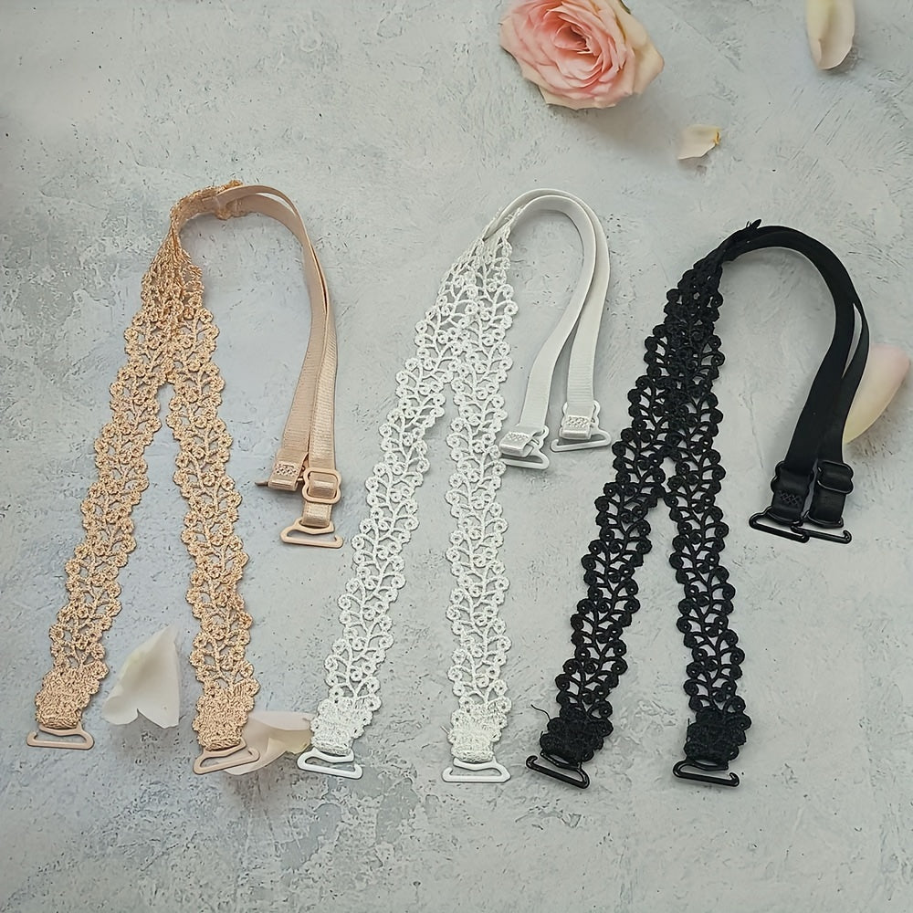 1 Pair Floral Bra Straps - Adjustable Replacement Shoulder Straps for Lingerie