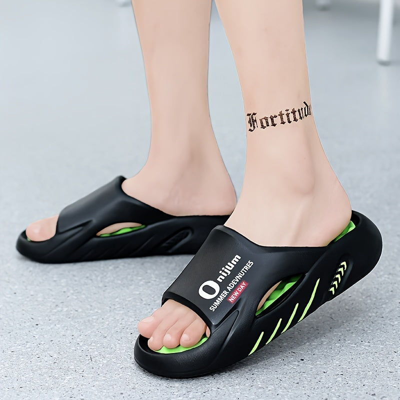 Men's Trendy Street Style Color Block Open Toe Breathable Chunky Slippers