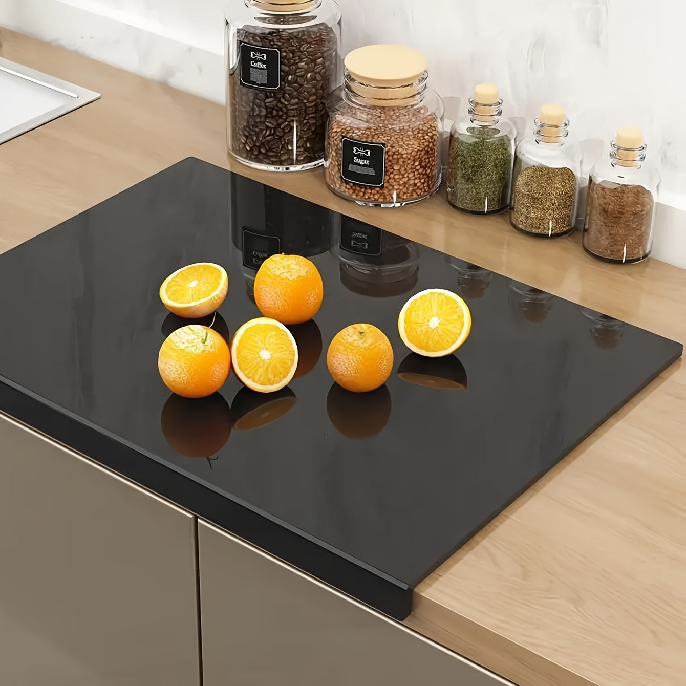 Large Black Cutting Board with Lip Edge