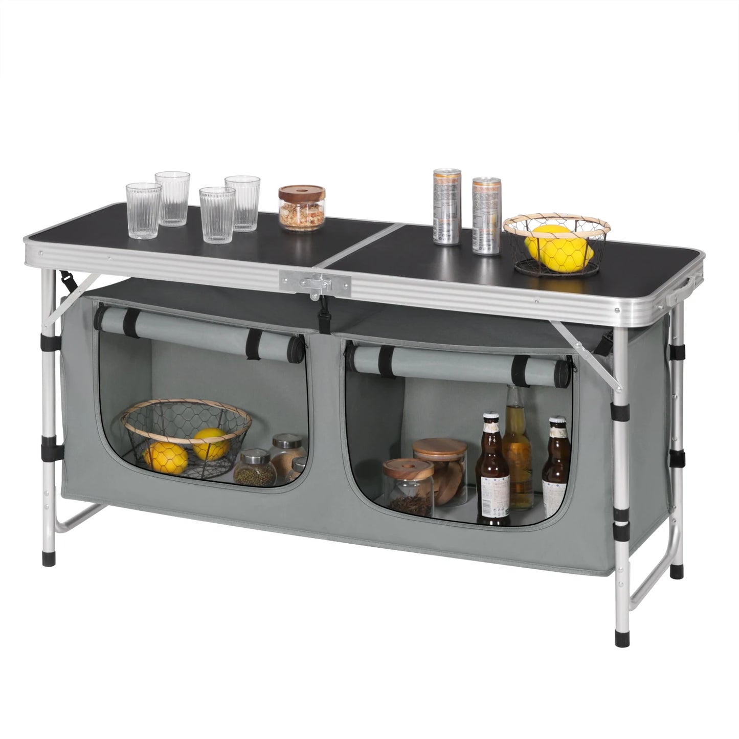 Folding Picnic Table Aluminum Suitcase Table with Storage Bag