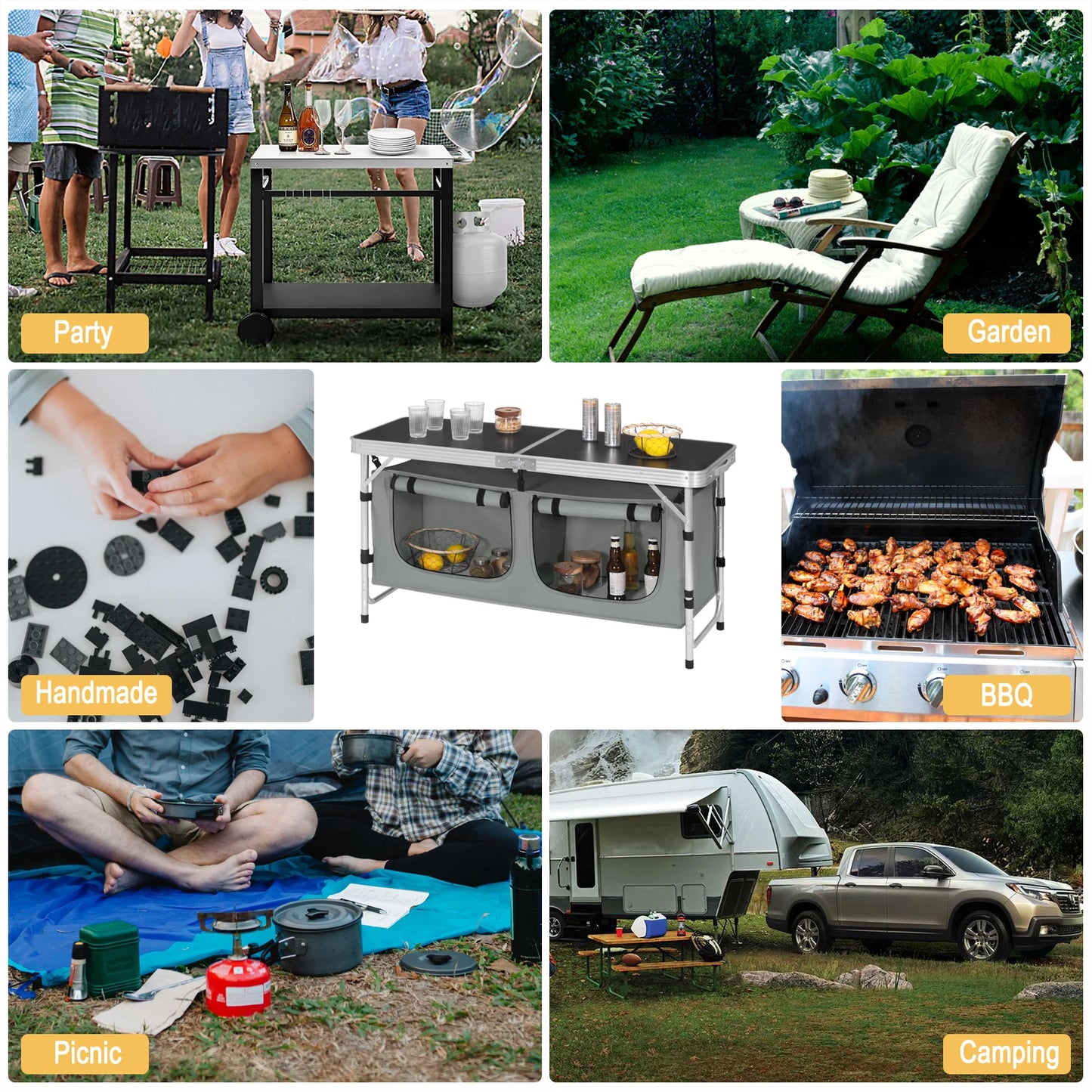 Folding Picnic Table Aluminum Suitcase Table with Storage Bag