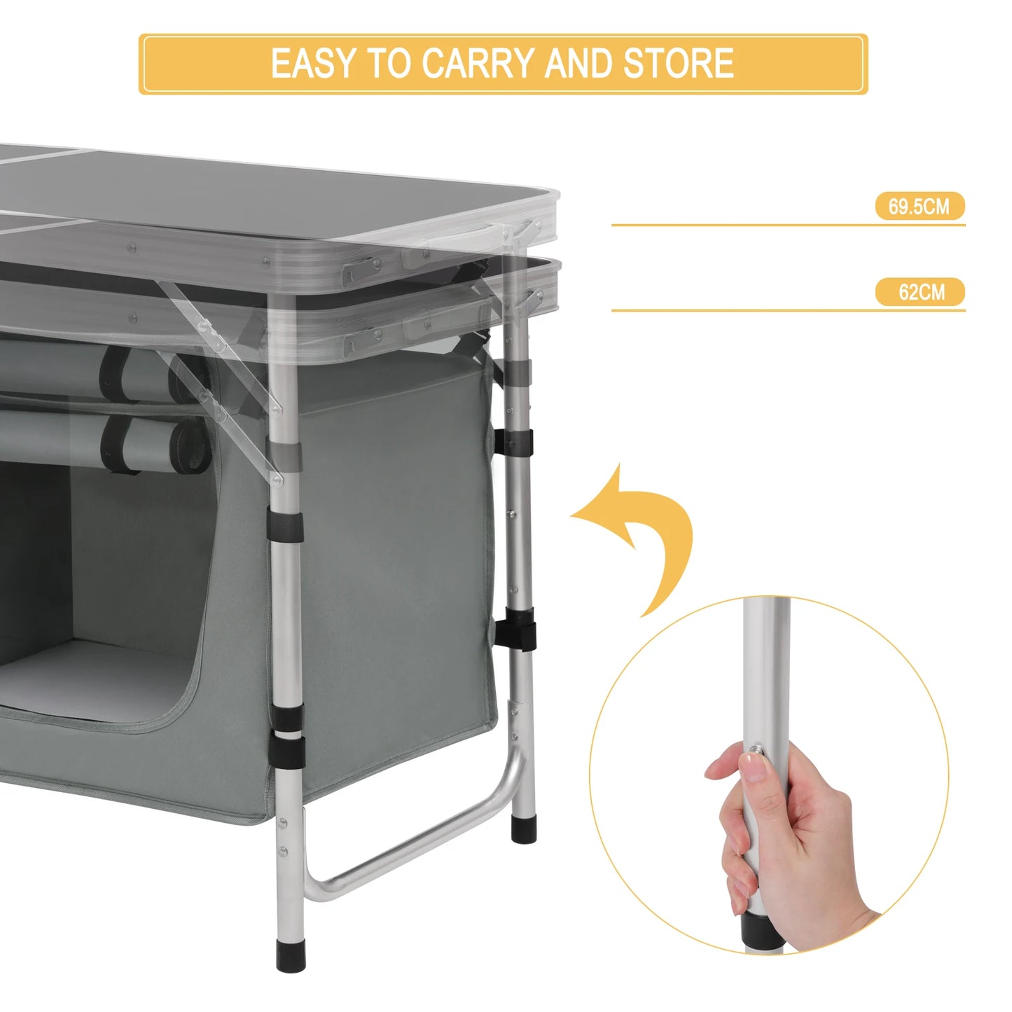 Folding Picnic Table Aluminum Suitcase Table with Storage Bag