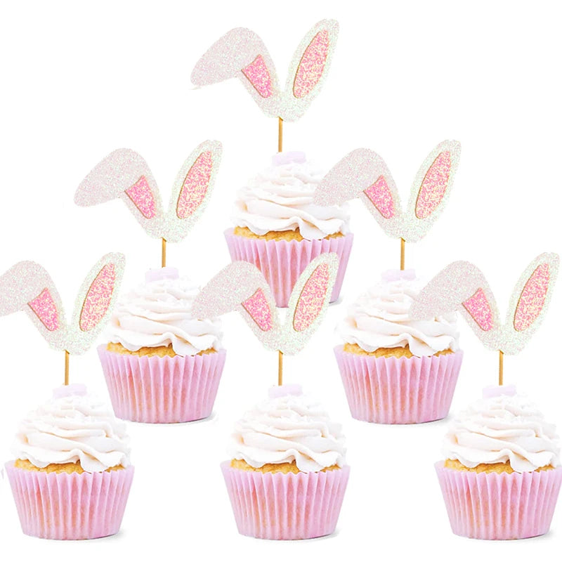 Cute Easter Bunny Ears Cupcake Toppers