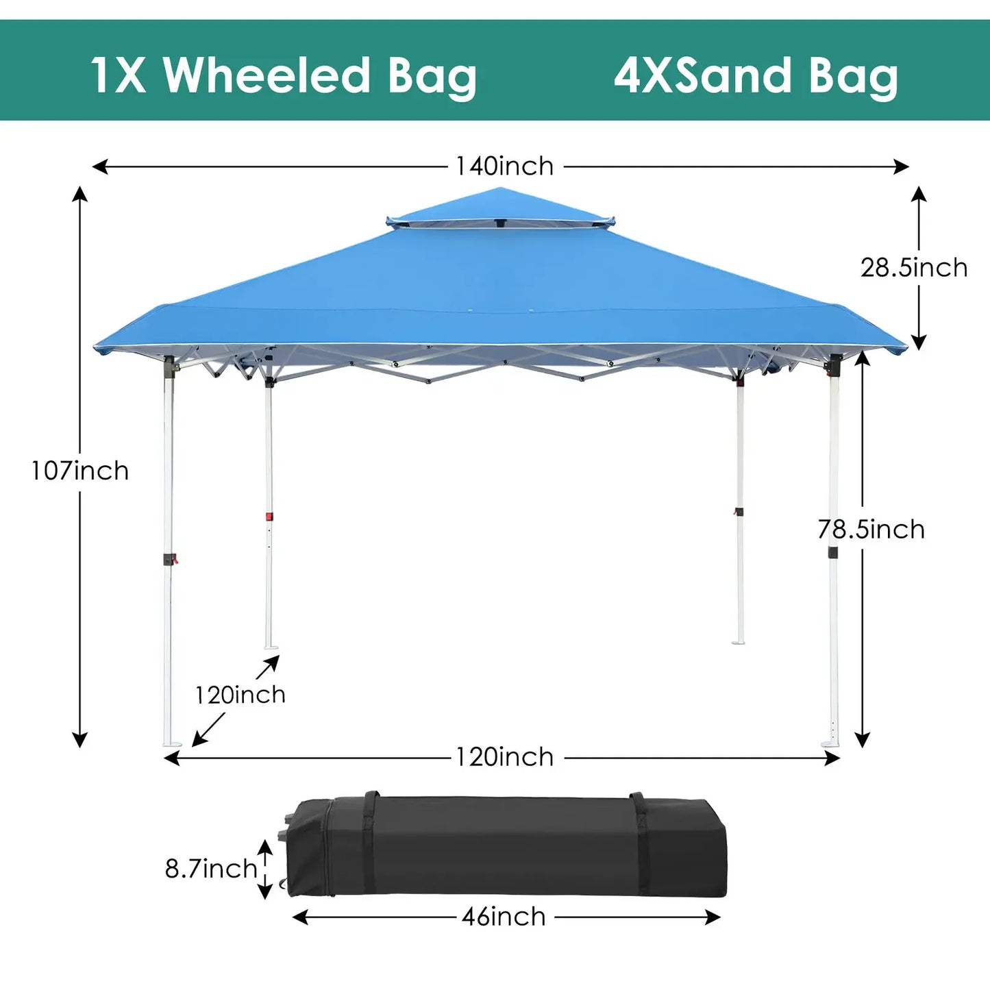 Gazebo Outdoor Pop up Canopy Tent 3.6x3.6m with Curtains and Shelter for Patio