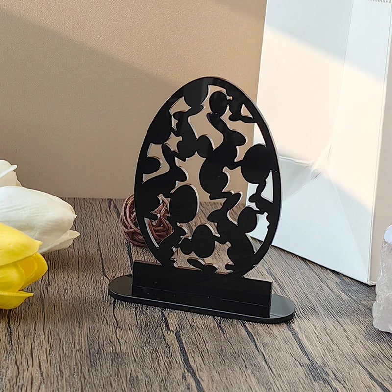 1PC Hollow Out Easter Rabbit Egg Black Acrylic Table Ornament