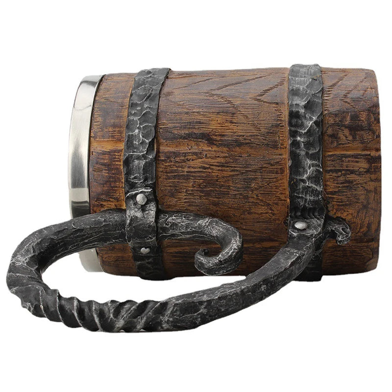 Creative Wooden Barrel Beer Mug Viking Style