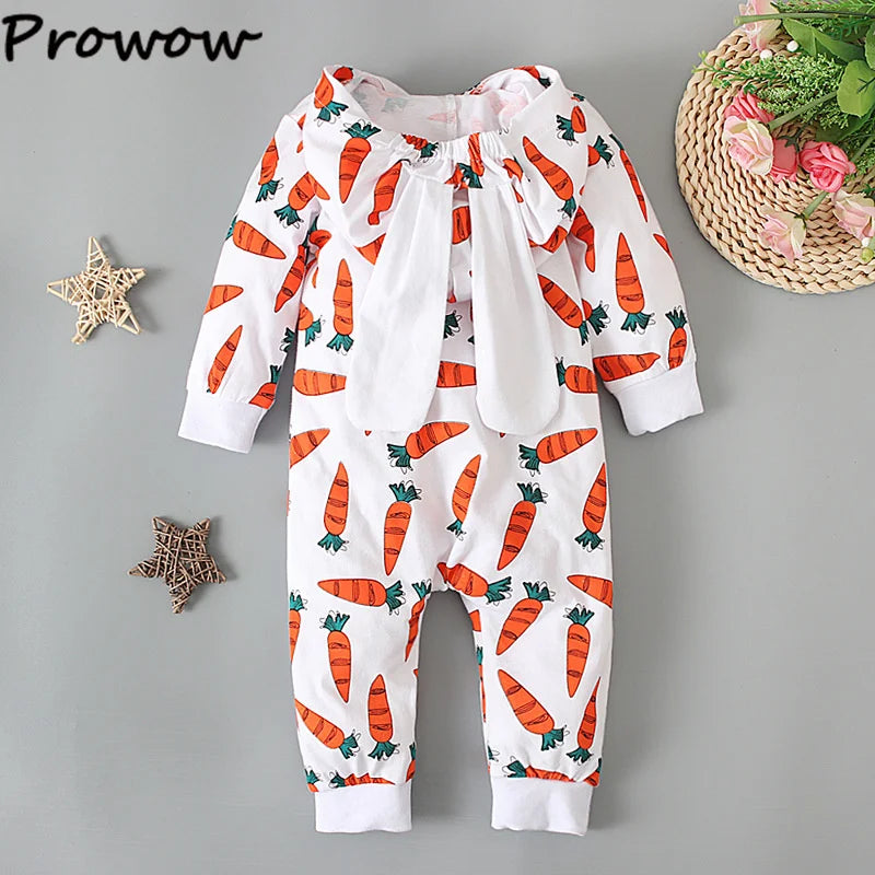 0-18M Baby Easter Clothes Cute Carrot Printed Jumpsuit