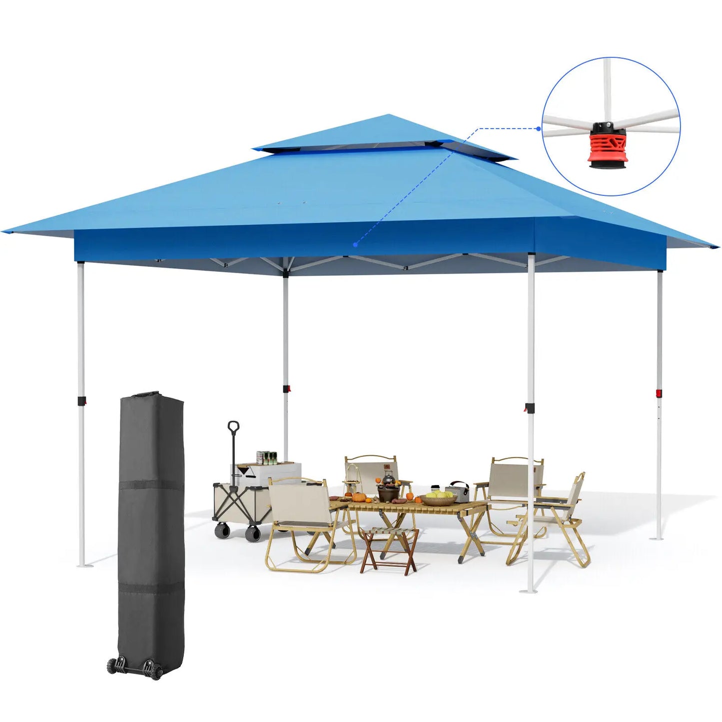 Gazebo Outdoor Pop up Canopy Tent 3.6x3.6m with Curtains and Shelter for Patio