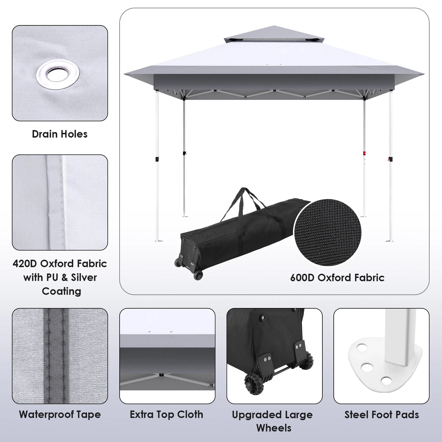 Gazebo Outdoor Pop up Canopy Tent 3.6x3.6m with Curtains and Shelter for Patio