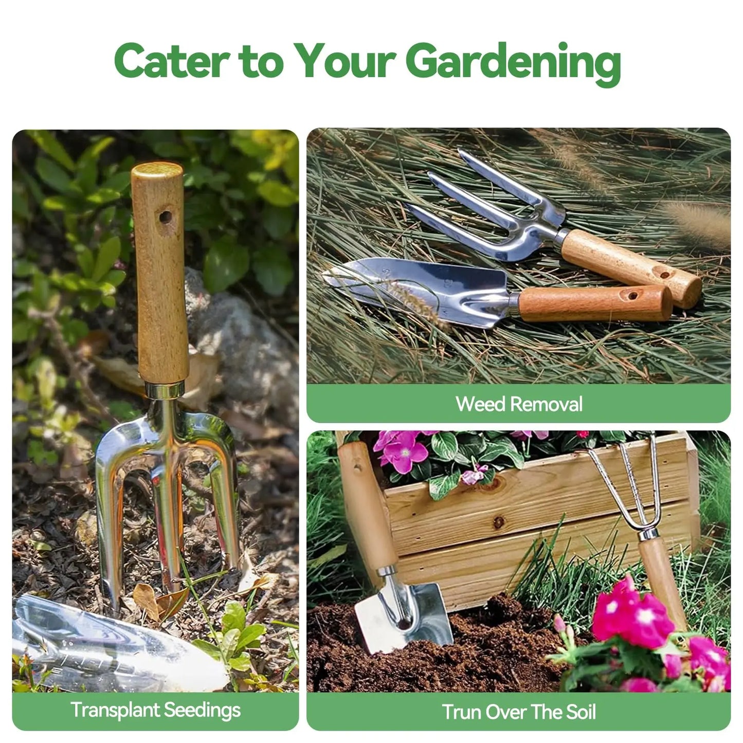 9 Piece Garden Weeding Tools Stainless Steel