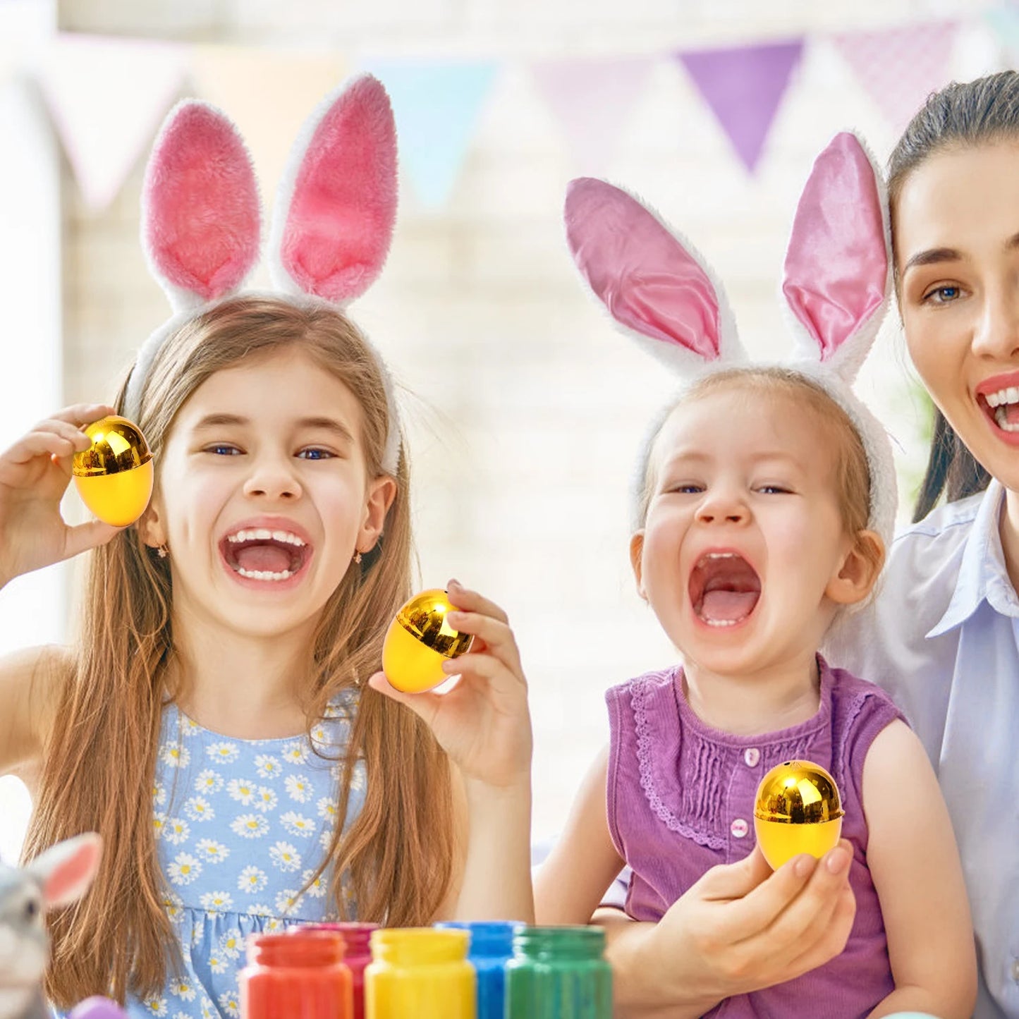 24/6PCS Easter Golden Egg Party Yard Game Prizes Supplies