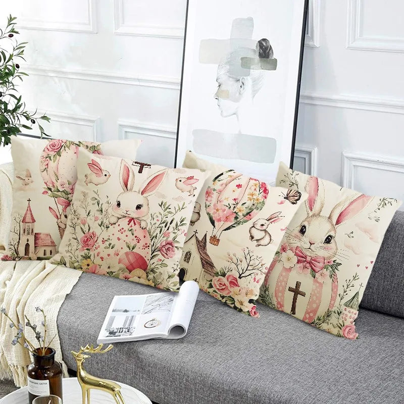 Easter Bunny Print Pattern Home Decor Pillowcase