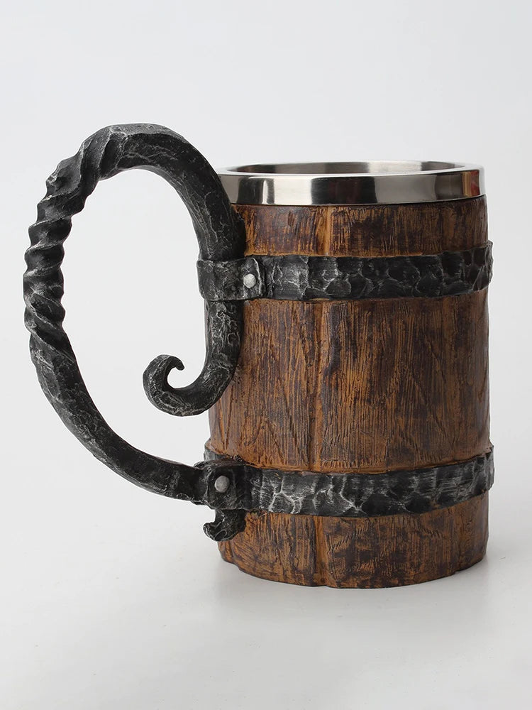 Creative Wooden Barrel Beer Mug Viking Style