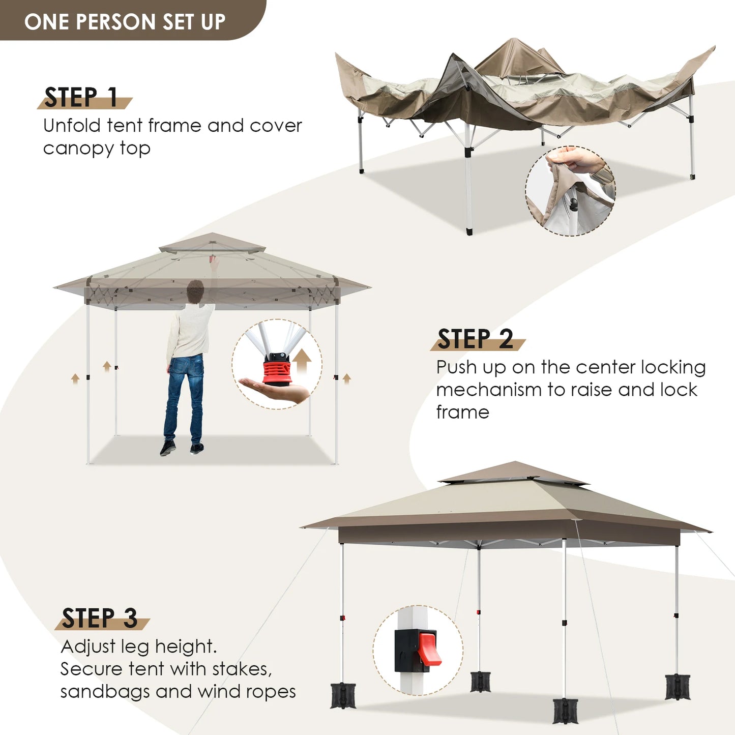 Gazebo Outdoor Pop up Canopy Tent 3.6x3.6m with Curtains and Shelter for Patio