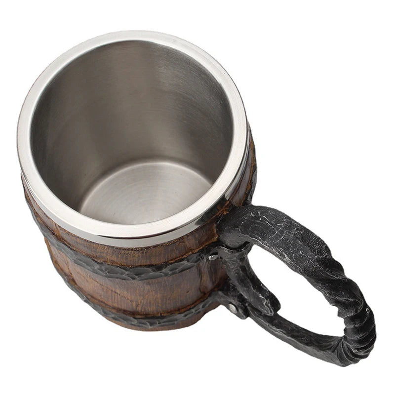 Creative Wooden Barrel Beer Mug Viking Style