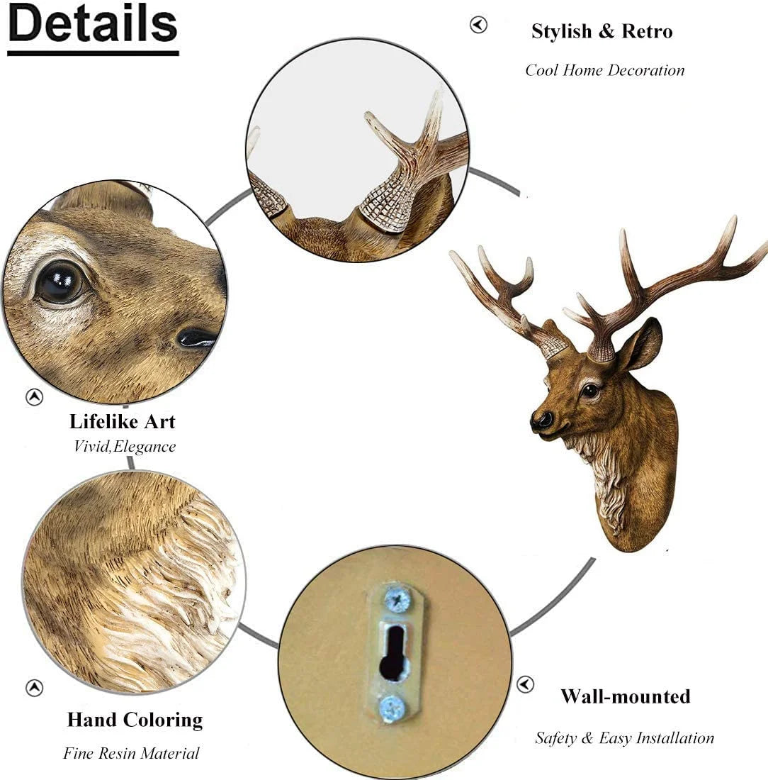 Faux Deer Head 17 inch Faux Animal Head Wall Décor Handmade