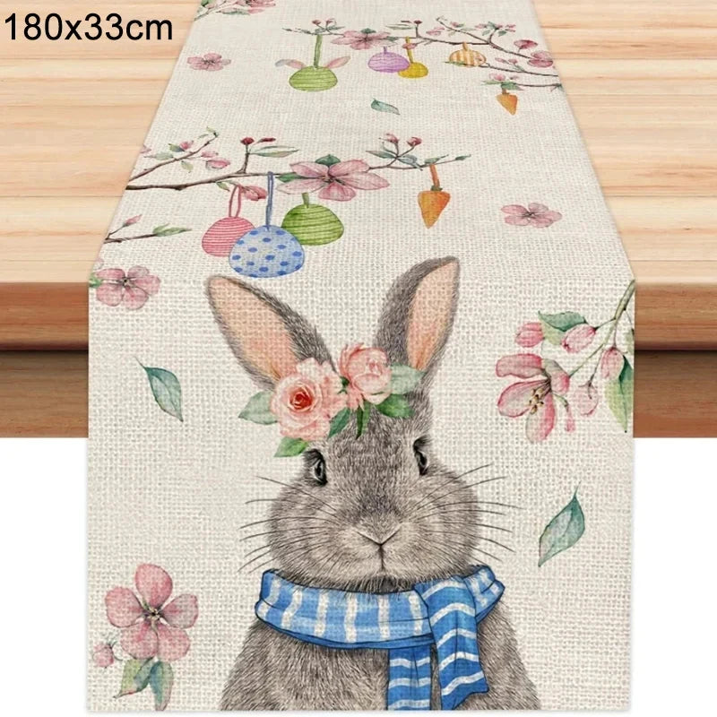 1pcs Table cover Linen Easter Bunny Rabbit
