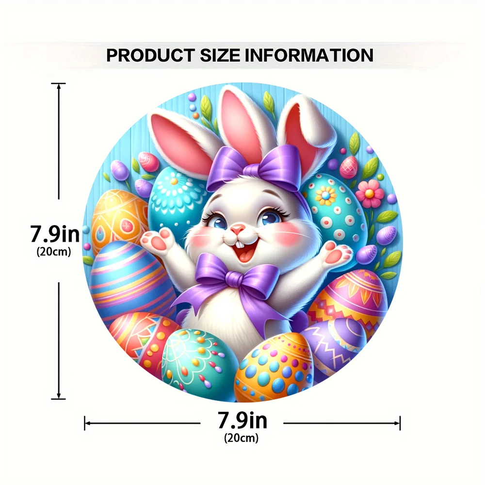 1 Easter rabbit wooden logo, 7.8x 7.8 inch round wreath decoration sign