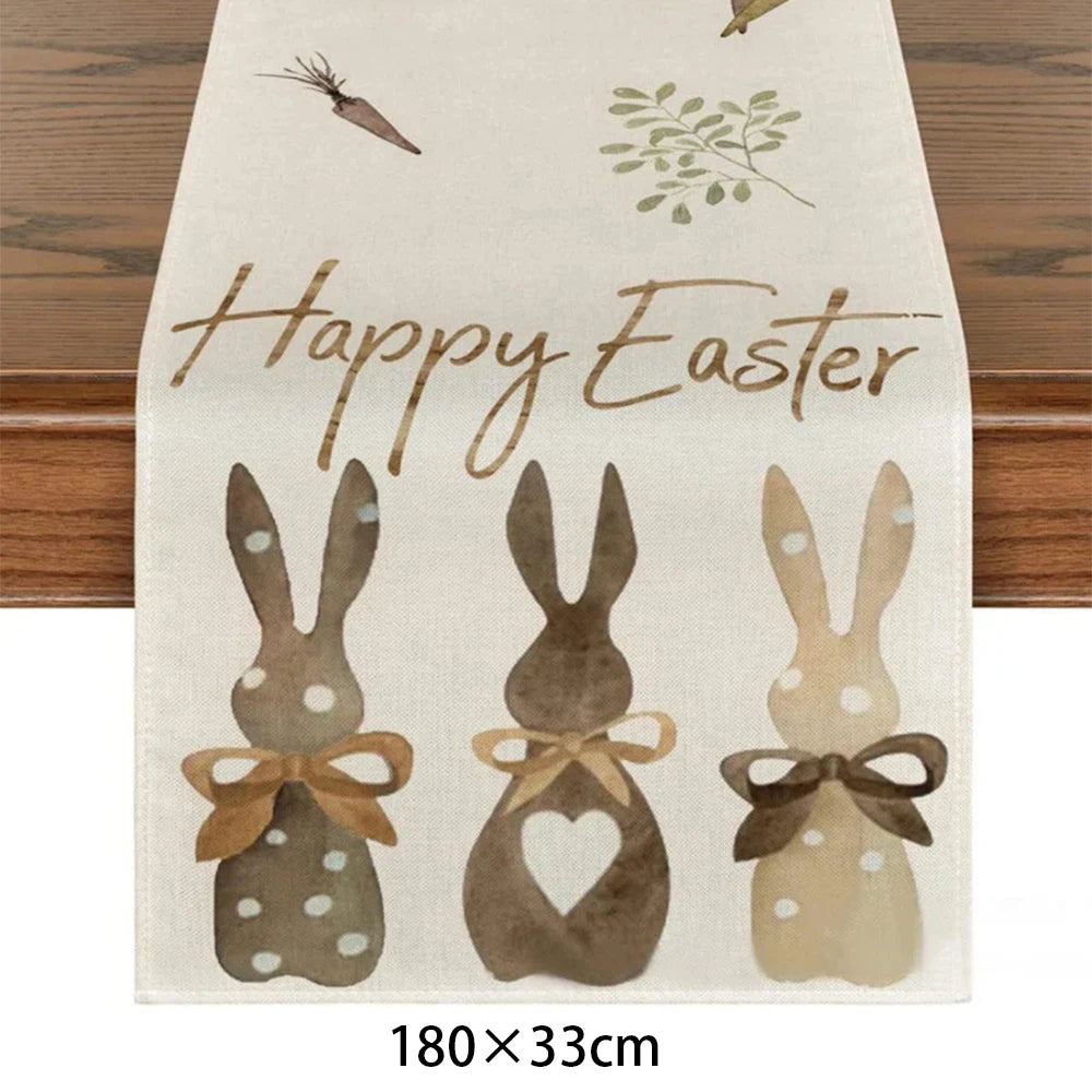 1pcs Table cover Linen Easter Bunny Rabbit