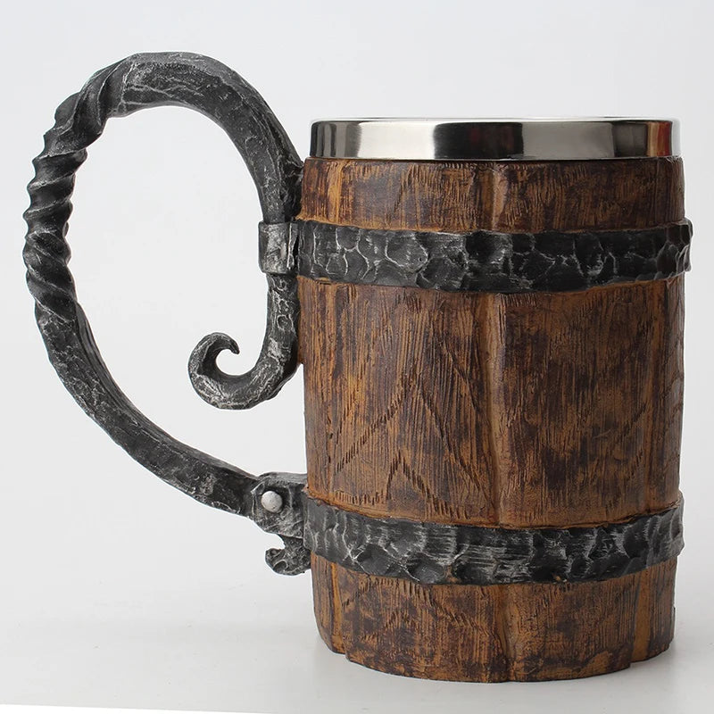 Creative Wooden Barrel Beer Mug Viking Style
