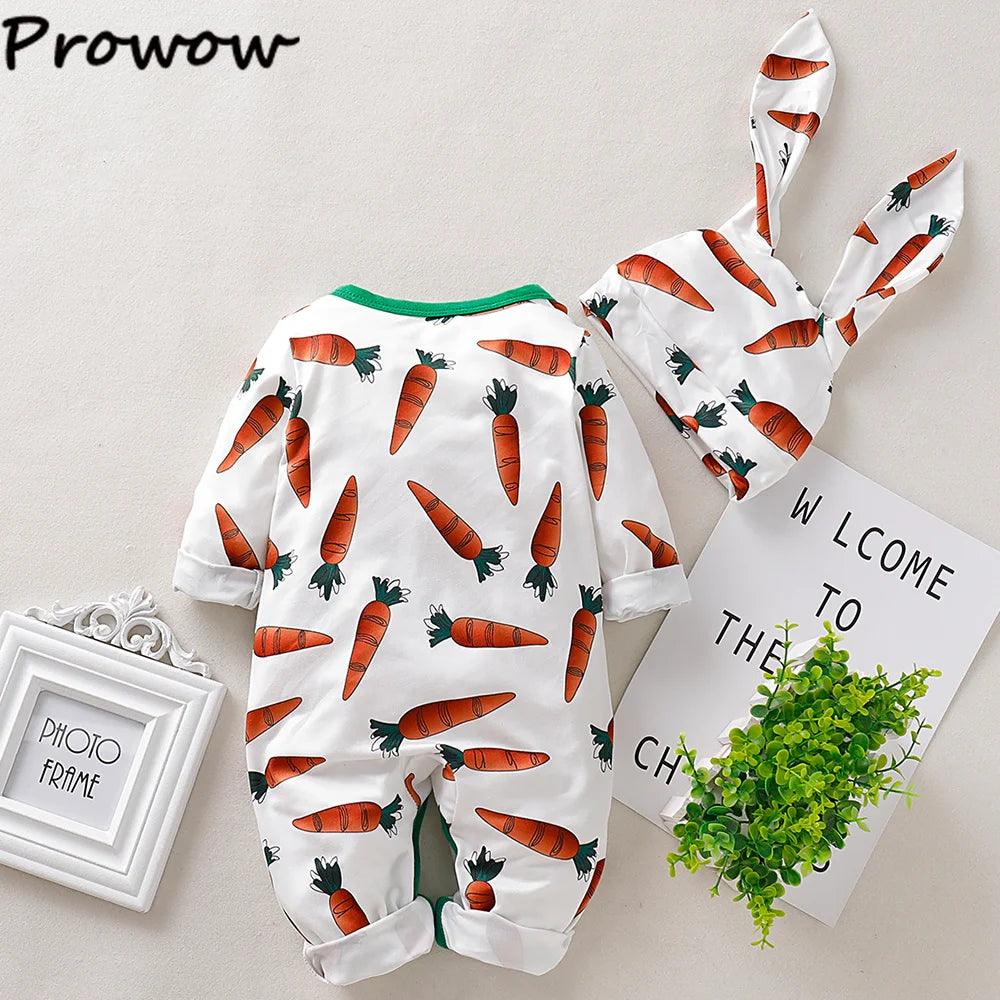 0-18M Baby Easter Clothes Cute Carrot Printed Jumpsuit