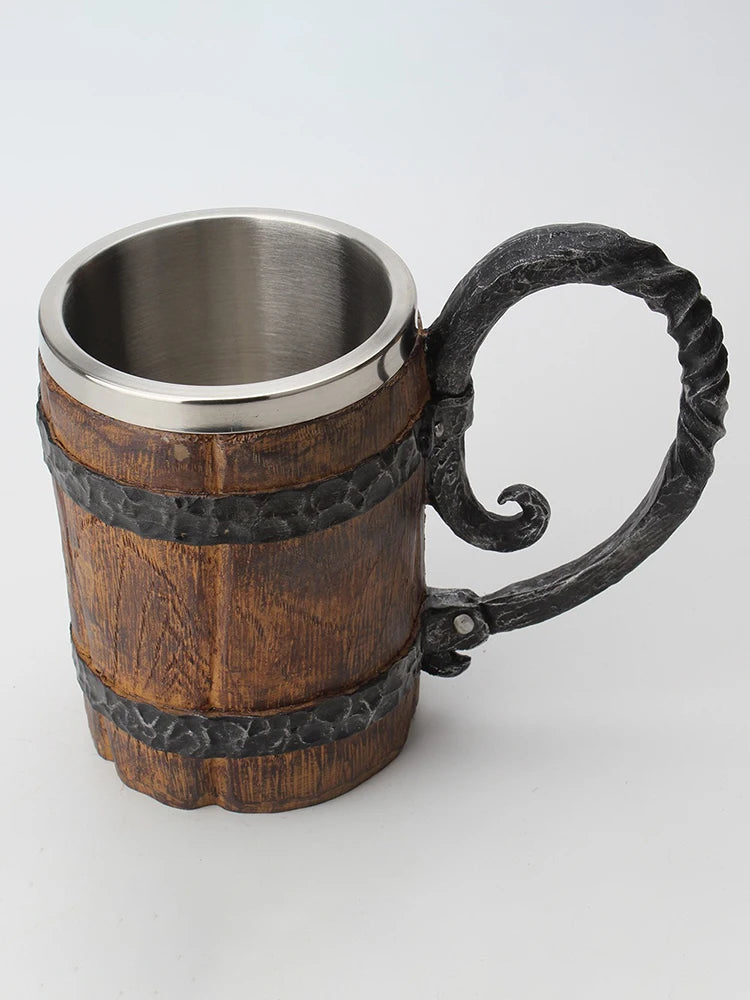 Creative Wooden Barrel Beer Mug Viking Style