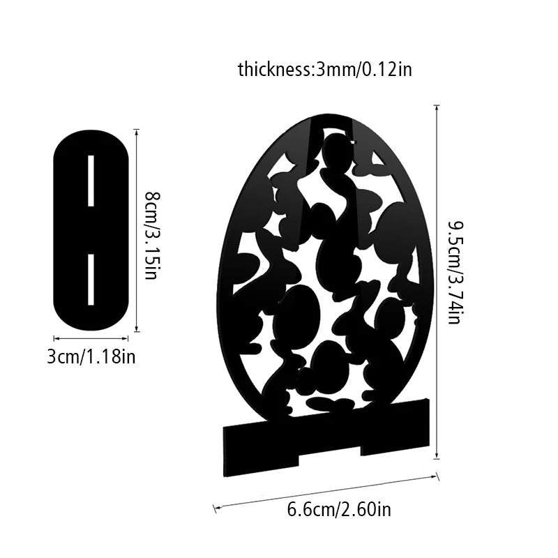 1PC Hollow Out Easter Rabbit Egg Black Acrylic Table Ornament
