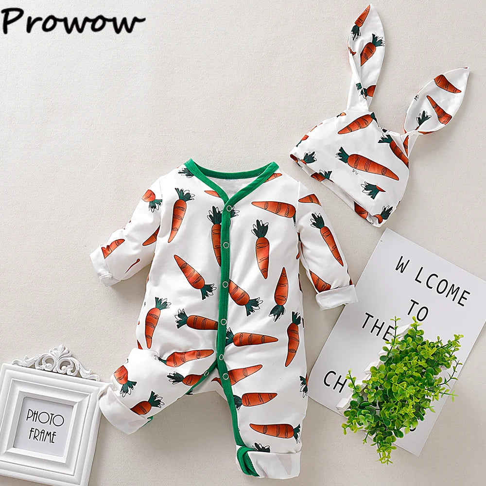 0-18M Baby Easter Clothes Cute Carrot Printed Jumpsuit