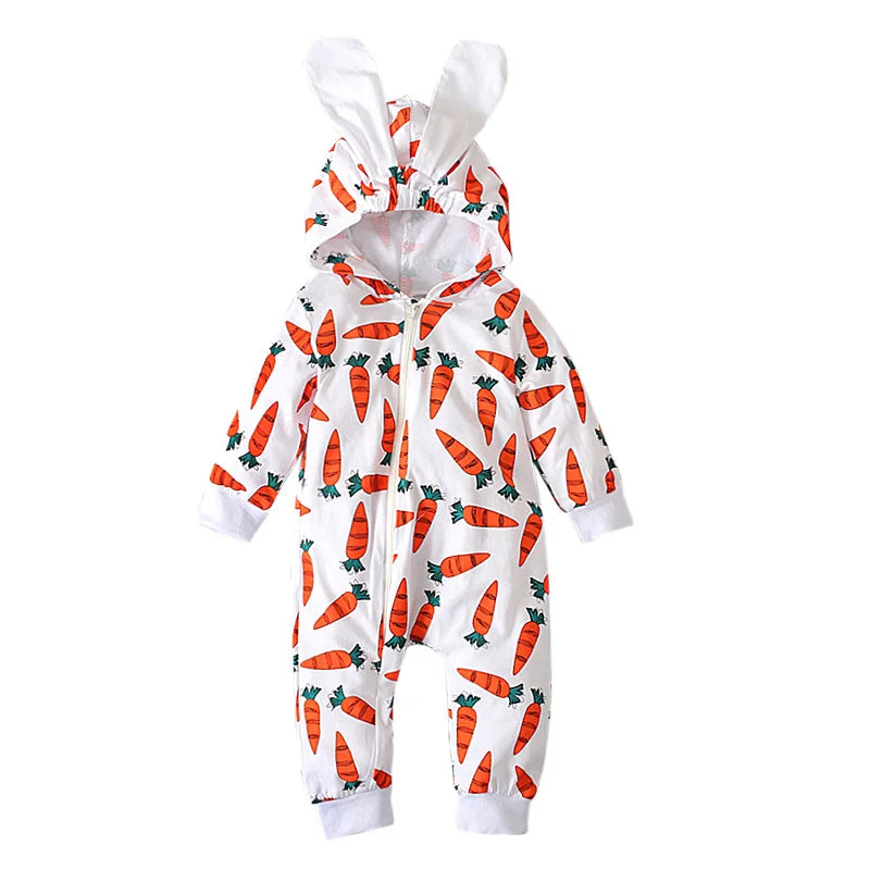 0-18M Baby Easter Clothes Cute Carrot Printed Jumpsuit