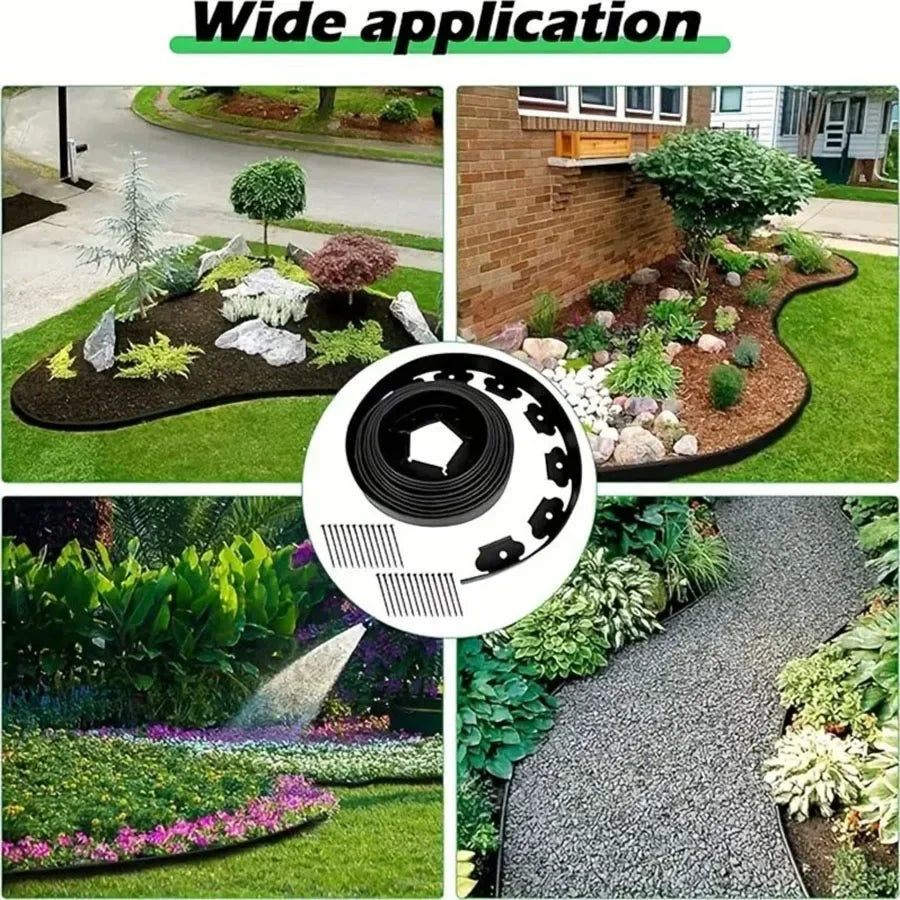 Garden Greening Grass Stone Divider With Thick Soil Barrier
